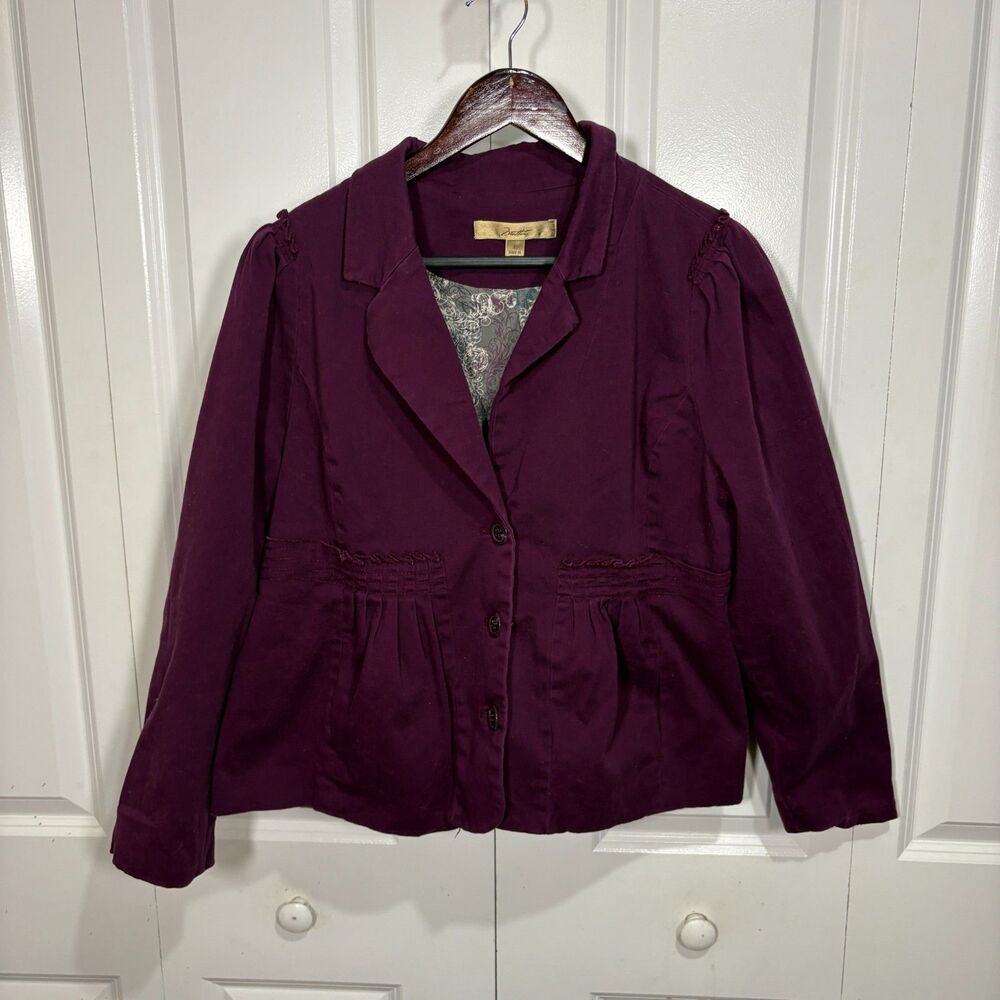 Motto Jacket Women L Boho Cottagecore Romanticcore Pleated Button Blazer Vintage